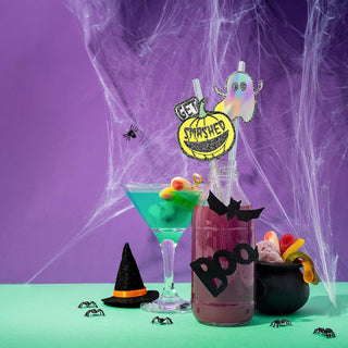 36Pcs Iridescent Pastel Halloween e Ghost BOO Bat Straw Set  3