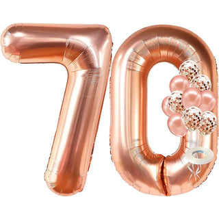 Rose Gold Number 70 Birthday Decoration Foil Balloons Set 32Inch 1