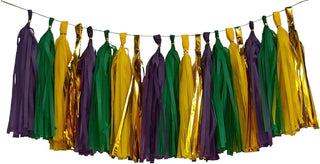 Purple Green Yellow Gold Tissue Paper Tassel Banners Set (20Pcs) 1