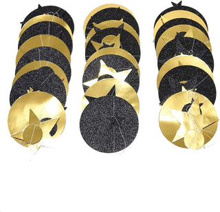 Glitter Black and Gold Moons and Stars Garlands Backdrop (39ft)  4