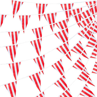 Carnival Circus Party Red White Striped Plastic Flag Banner (2pcs ) 1