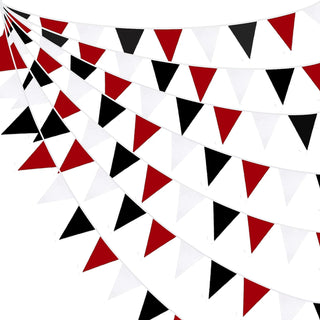 32Ft Fabric Red Black White Triangle Flag Halloween Party Decorations 1