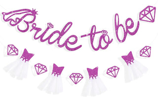 'Bride To Be' Bridal Shower Banner in Purple Glitter (6m)1