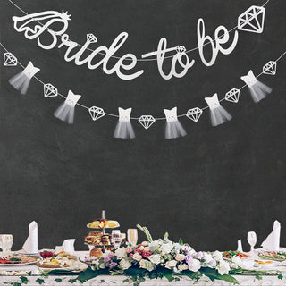 Bachelorette Party 3D Glitter White Paper Banner of Bride To Be (6m) 1