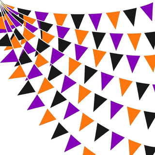 Halloween Party Hanging Flag Banner in Orange, Black & Purple (32Ft) 1