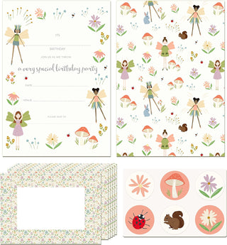 Pastel Woodland Fairy Invitation Cards with Envelope and Stickers Set (12Pcs) 1