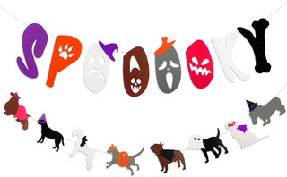 Halloween Banner for Dog Party with ‘Spooky’ & Puppys (2 strings) 1