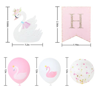Swan Happy Birthday Balloons and Banners Set (32pcs) 8