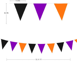 Halloween Party Hanging Flag Banner in Orange, Black & Purple (32Ft) 2