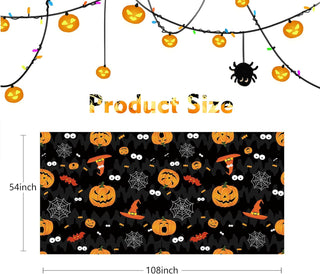 Halloween Tablecloth in Black and Orange (54"x108") 6
