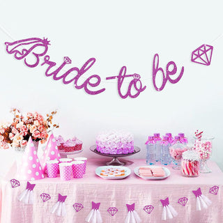 'Bride To Be' Bridal Shower Banner in Purple Glitter (6m) 2