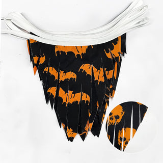 Halloween Orange Black Flag Banner with Spider, Skull & Bats (32Ft) 3