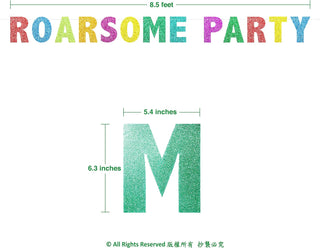 Glitter Colorful Dinosaur Theme Roarsome Party Banner 2
