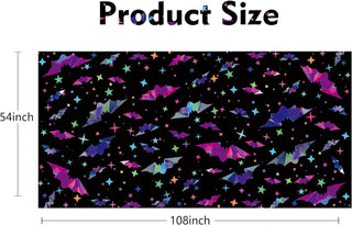 Iridescent Halloween Bat Tablecloth in Black and Purple (54"x108") 7