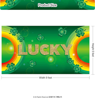 9’x5’ St. Patrick’s Day Fabric Rainbow and Clover Lucky Irish Table Cloth 2