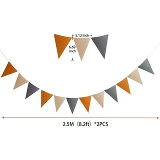 Pennant Bunting Flags in Grey,Brown and Gold 8ft 6