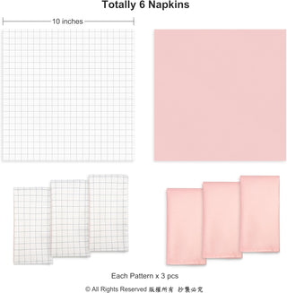 Pink and White Grid Fabric Napkins for Girls Birthday Party (6pcs) 4