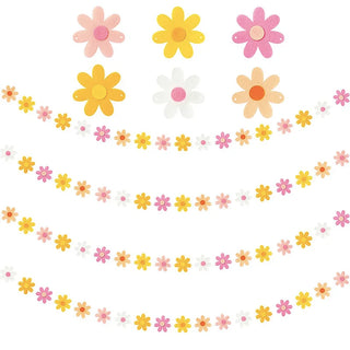 Yellow, White and Pink Daisy Flowers Garlands (4pcs) 1