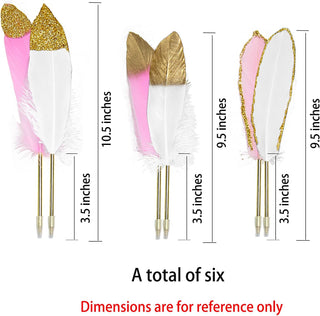 Pink, White and Gold Feather Pens for Wedding Party Reception (6pcs)  3