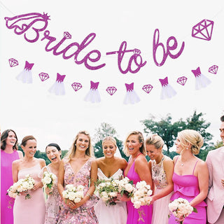 'Bride To Be' Bridal Shower Banner in Purple Glitter (6m) 3