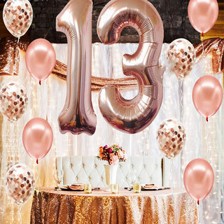 Rose Gold Number 13th Birthday Decoration 31st Foil Balloons Set 32Inch 1