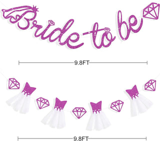 'Bride To Be' Bridal Shower Banner in Purple Glitter (6m) 4