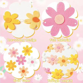 Yellow, White and Pink Daisy Flowers Garlands (4pcs) 5