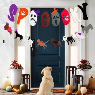 Halloween Banner for Dog Party with ‘Spooky’ & Puppys (2 strings) 3