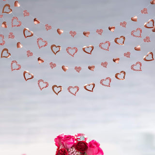 4pcs Glitter Rose Gold Heart Garland Shiny Valentines Day Decoration Mothers Day 5