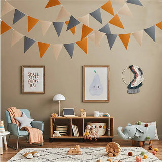 Pennant Bunting Flags in Grey,Brown and Gold 8ft 5