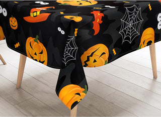 Halloween Tablecloth in Black and Orange (54"x108") 3