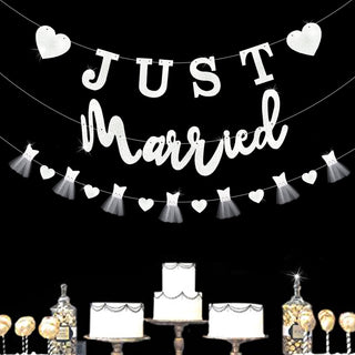 Wedding Double Sided White Paper Banner of Just Married (6m) 1