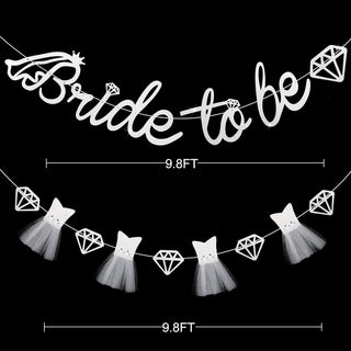 Bachelorette Party 3D Glitter White Paper Banner of Bride To Be (6m) 5
