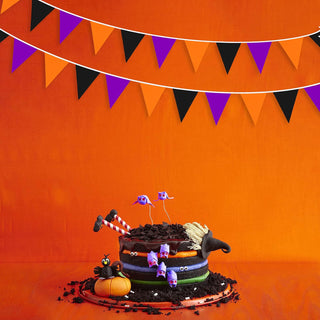 Halloween Party Hanging Flag Banner in Orange, Black & Purple (32Ft) 7