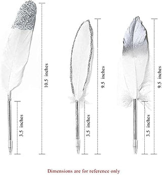 Silver and White Feather Pens for Party Reception (6pcs) 2