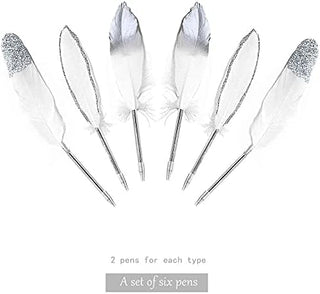 Silver and White Feather Pens for Party Reception (6pcs) 8