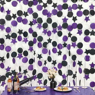 Grad Party Star Circle Dot Garland in Purple, Black & White (173Ft) 1