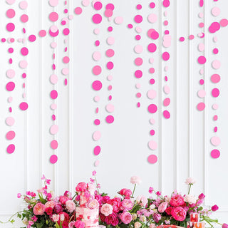 Hot Pink Party Polka Dots Garland in Gradient Pink & White (46Ft) 1