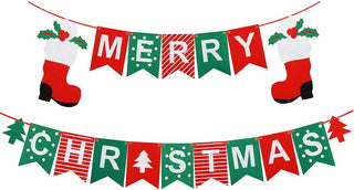 Merry Christmas Bunting Banner with Santa Boots and Christmas Tree 6ft  1