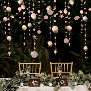 Champagne Gold Moons and Stars Garland (39Ft)  1