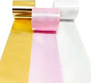 Wedding Satin Ribbon in Pink, White and Metallic Gold (197Ft) 1