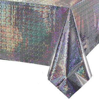 Glitter Disposable Tablecloth in Silver (54"x108") 1