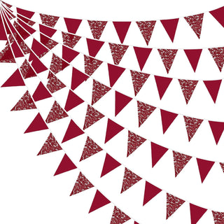 Wedding Party Burgundy Lace Banner of Triangle Flags (32Ft) 1