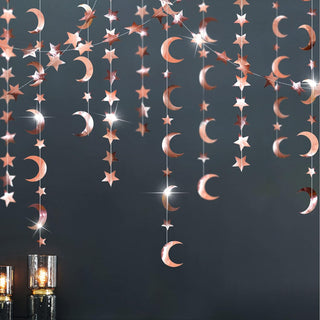 Star and Moon Garland Set in Rose Gold (52ft) 1
