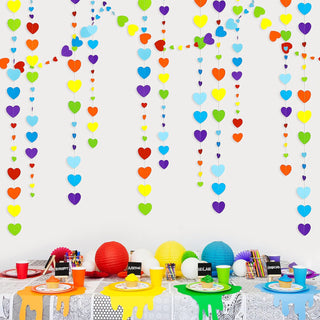 Rainbow Theme Colorful Love Heart Hanging Paper Garland (52Ft) 1