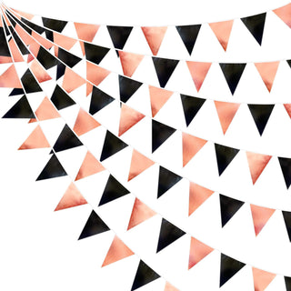 Bachelorette Party Triangle Bunting Flag Banner in Black Rose & Gold (32Ft) 1