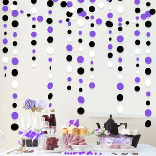 Purple Theme Party Circle Dot Garland in Black, Purple & White (46Ft) 1