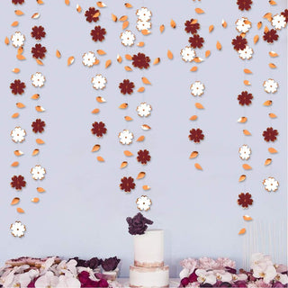 Burgundy & White Flower Foil Paper Garland with Rose Gold Leaf (42Ft) 1