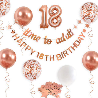  Rose Gold Time to Adult Happy 18th Birthday Banner Garland Foil Balloon 1