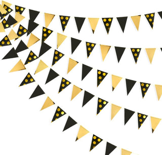 Pennant Banner Flags in Gold and Black Set 30ft 1